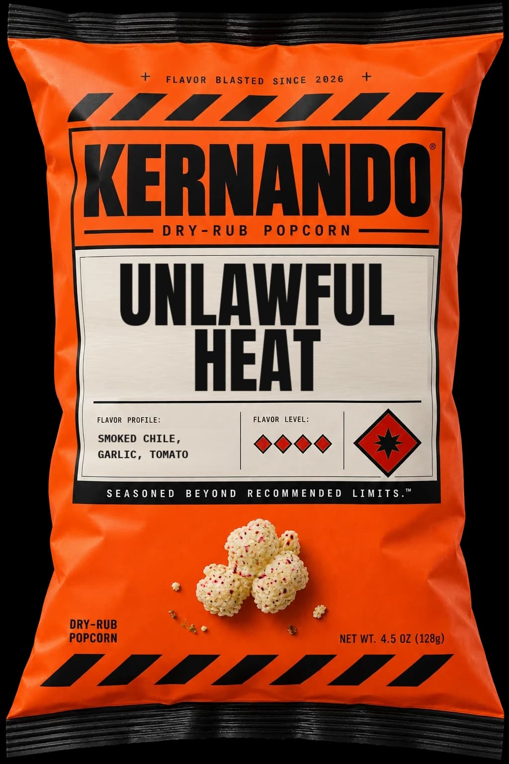 Unlawful Heat — Kernando dry-rub popcorn bag